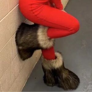 Faux Fur Boot Covered in Brown and Black luxury Fur